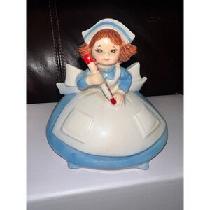 Vintage Lefton Nurse Figurine With Thermometer 1950s Marked 4704 Medical Decor‎